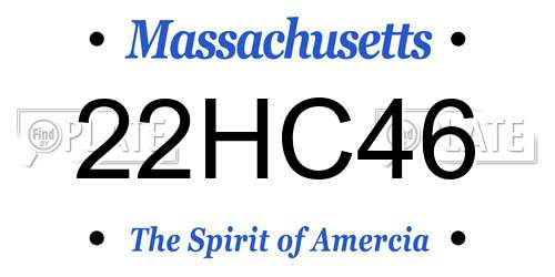 22HC46 Massachusetts License Plate