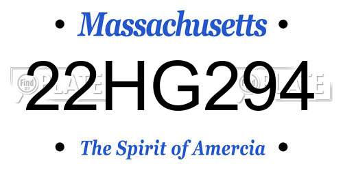 22HG294 Massachusetts License Plate