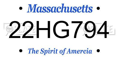 22HG794 Massachusetts License Plate
