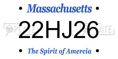 22HJ26 Massachusetts License Plate