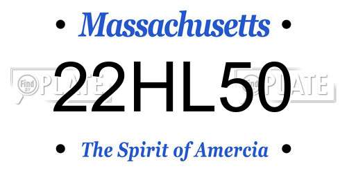 22HL50 Massachusetts License Plate