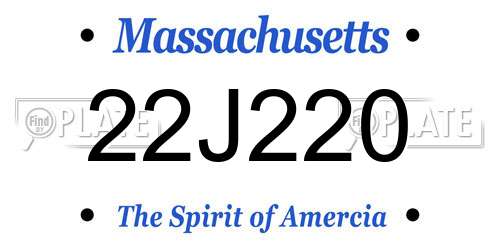22J220 Massachusetts License Plate