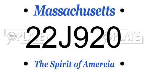 22J920 Massachusetts License Plate
