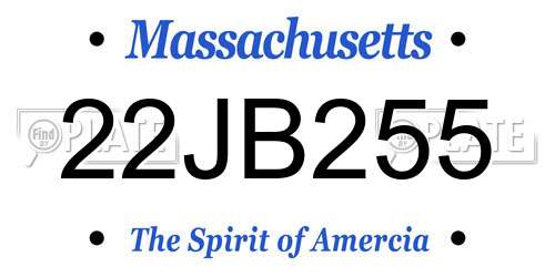 22JB255 Massachusetts License Plate
