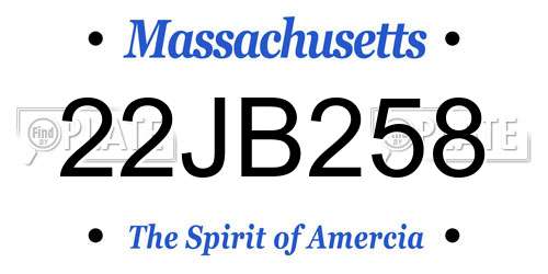22JB258 Massachusetts License Plate