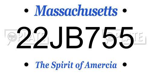 22JB755 Massachusetts License Plate