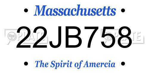 22JB758 Massachusetts License Plate