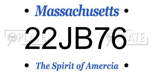 22JB76 Massachusetts License Plate