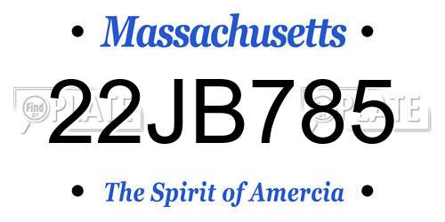 22JB785 Massachusetts License Plate