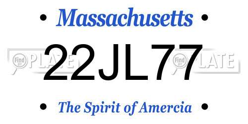 22JL77 Massachusetts License Plate