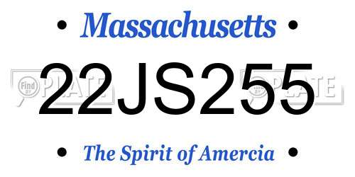 22JS255 Massachusetts License Plate