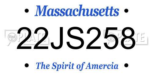 22JS258 Massachusetts License Plate