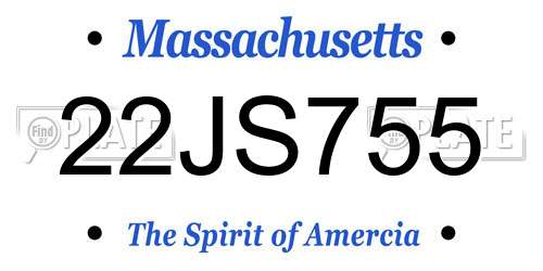 22JS755 Massachusetts License Plate