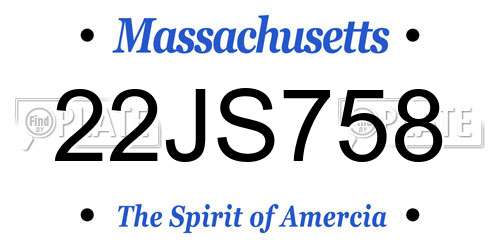 22JS758 Massachusetts License Plate