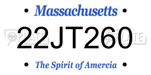 22JT260 Massachusetts License Plate