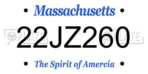 22JZ260 Massachusetts License Plate