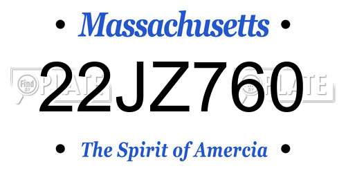 22JZ760 Massachusetts License Plate