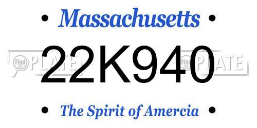 22K940 Massachusetts License Plate