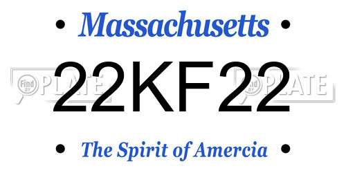 22KF22 Massachusetts License Plate