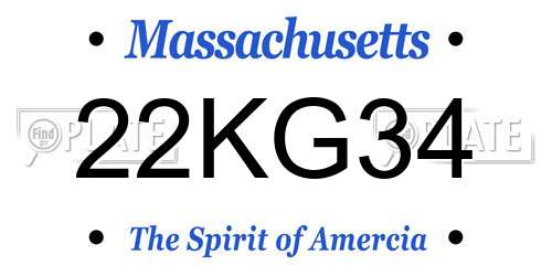 22KG34 Massachusetts License Plate