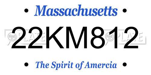 22KM812 Massachusetts License Plate
