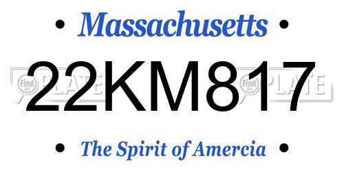 22KM817 Massachusetts License Plate