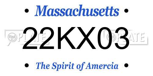 22KX03 Massachusetts License Plate