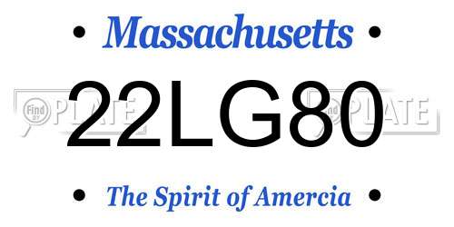 22LG80 Massachusetts License Plate