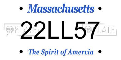 22LL57 Massachusetts License Plate