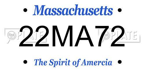 22MA72 Massachusetts License Plate