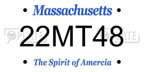 22MT48 Massachusetts License Plate