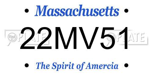 22MV51 Massachusetts License Plate