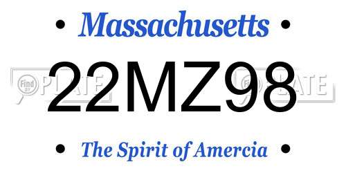 22MZ98 Massachusetts License Plate