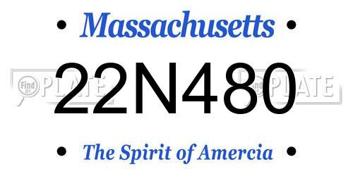 22N480 Massachusetts License Plate