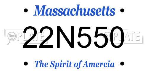 22N550 Massachusetts License Plate