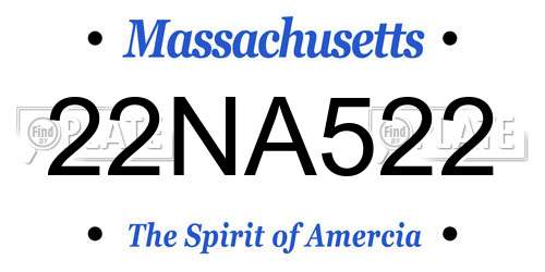22NA522 Massachusetts License Plate