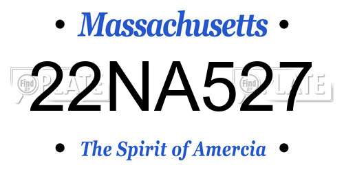 22NA527 Massachusetts License Plate