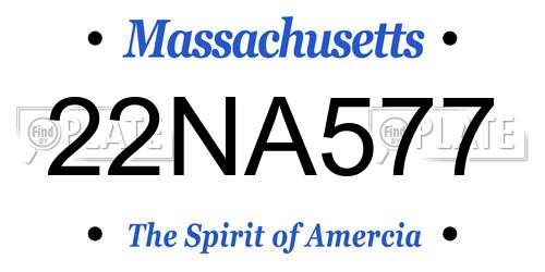 22NA577 Massachusetts License Plate