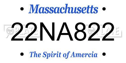 22NA822 Massachusetts License Plate