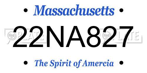 22NA827 Massachusetts License Plate