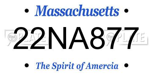 22NA877 Massachusetts License Plate