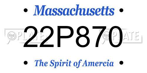 22P870 Massachusetts License Plate