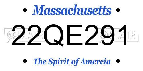 22QE291 Massachusetts License Plate