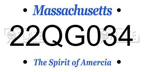 22QG034 Massachusetts License Plate