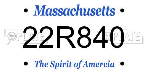 22R840 Massachusetts License Plate