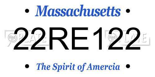 22RE122 Massachusetts License Plate