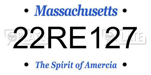 22RE127 Massachusetts License Plate