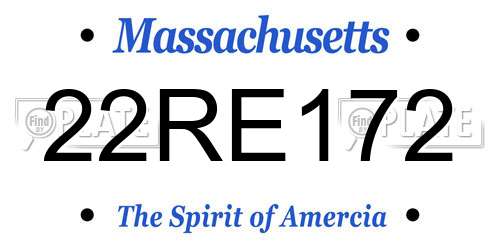 22RE172 Massachusetts License Plate
