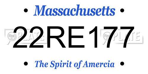 22RE177 Massachusetts License Plate
