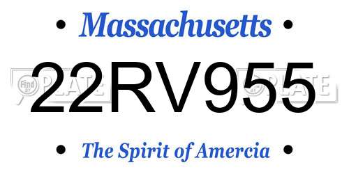 22RV955 Massachusetts License Plate